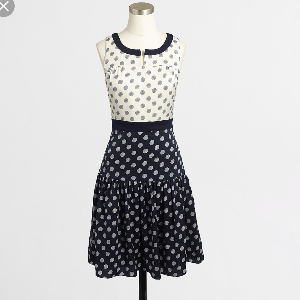 J.Crew Polka Dot Ruffle Hem Flared Dress size 10